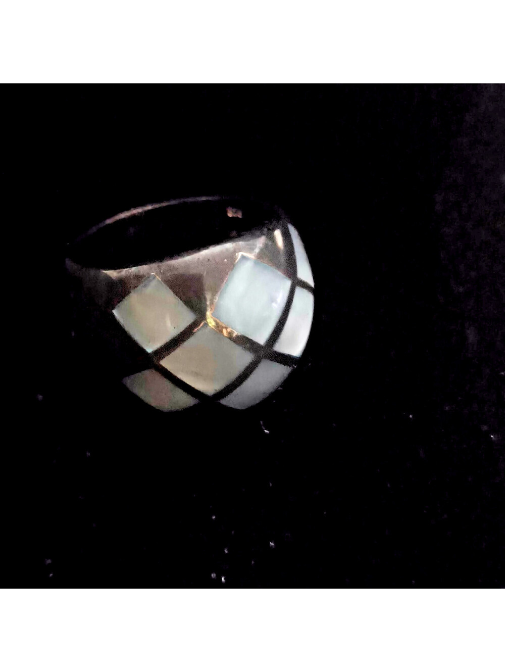 VTG Sterling Silver Mother of Pearl Inlay Ring Size 9 HSN NOS 8.9g